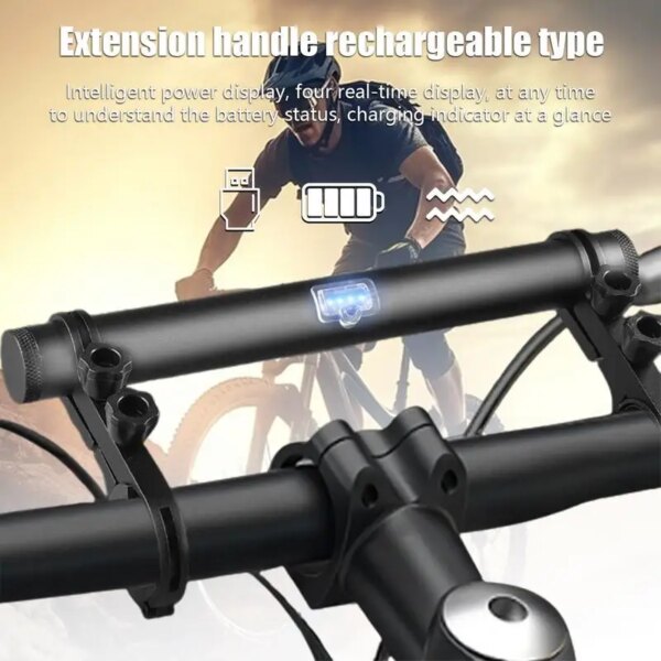 Extensor de manillar de bicicleta recargable, soporte de extensión de barra de montaje para faro de bicicleta de montaña y carretera, soporte de teléfono para ciclismo con carga USB