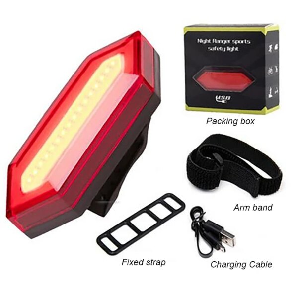 Luces recargables para exteriores, luz trasera COB, luz de advertencia de ciclismo, accesorios para bicicleta