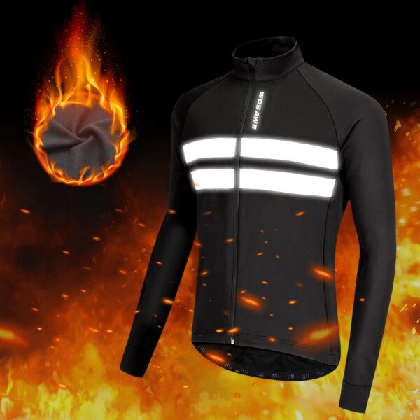 Chaqueta reflectante para ciclismo, cortavientos térmico de lana para bicicleta, Softshell MTB, abrigo a prueba de viento, chaqueta cálida para bicicleta