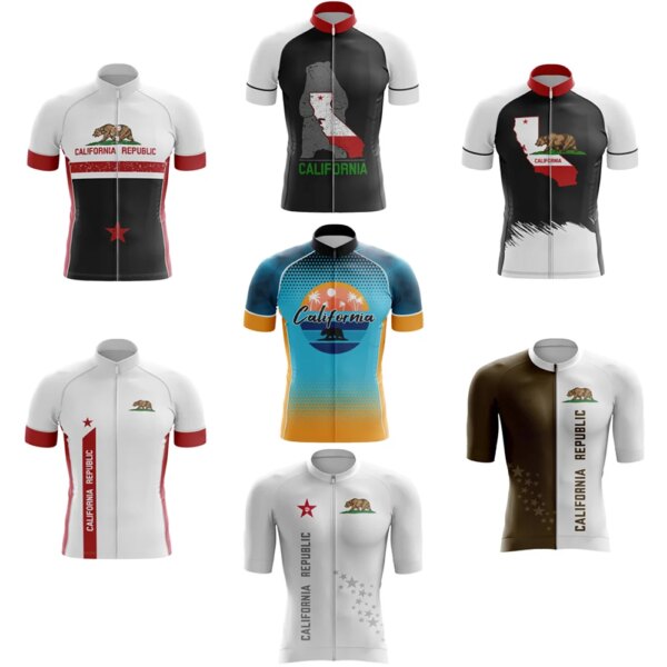 Jersey de ciclismo de manga corta para hombre, ropa clásica Retro de California para bicicleta de montaña y carretera