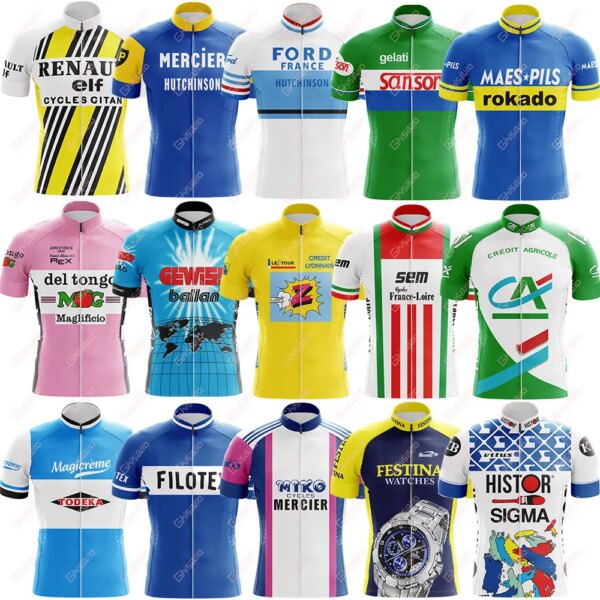 Maillot Ciclismo Retro para Hombre, Manga Corta, Reflectante, Maillot MTB, Descenso, Pro Team, Ropa Bicicleta Montaña, Verano, Nuevo