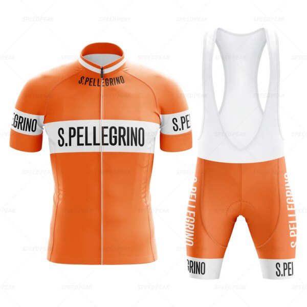 Conjunto de Jersey de ciclismo Retro naranja, traje clásico para bicicleta, pechera de manga corta para hombre, pantalones cortos, ropa Por equipo Maillot de Gel