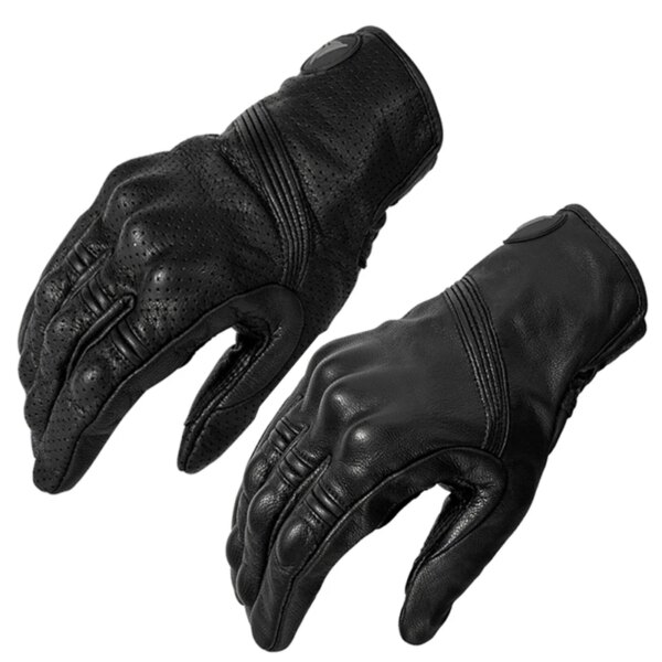 Guantes de cuero perforados Retro para motocicleta, equipo de protección para ciclismo, Motocross, invierno, hombre y mujer