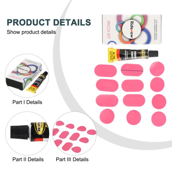 Ridenow-Kits de reparación de tubos interiores de Tpu, parches para bicicletas, pegamento, herramienta para cámaras interiores de neumáticos, Material de reparación de pinchazos, piezas potentes para bicicletas