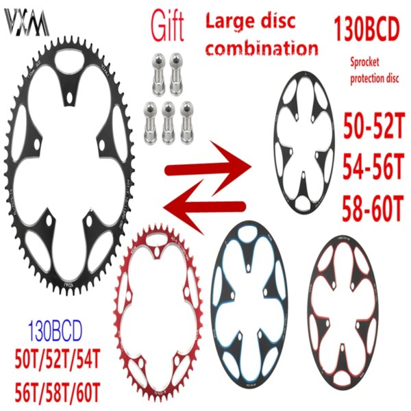 Juego de manivela para bicicleta de carretera, placa de protección, disco único, piñón, disco grande, alta calidad, sólido, 130BCD, 50T-54T, 56T-60T