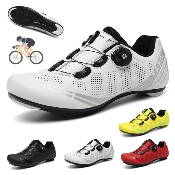 Zapatos de ciclismo de carretera para hombre y mujer, zapatillas de deporte con autosujeción, botas de bicicleta de carreras, tacos planos Spd, calzado para ciclismo de montaña al aire libre