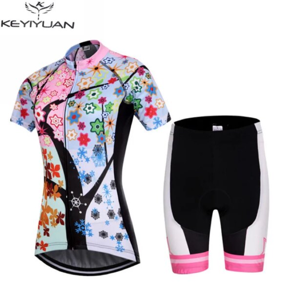 Ropa Ciclismo mujer manga corta Ciclismo bicicleta Jersey conjunto/Ropa de bicicleta/Ropa de Ciclismo/Ropa deportiva transpirable para bicicleta Ropa Ciclismo