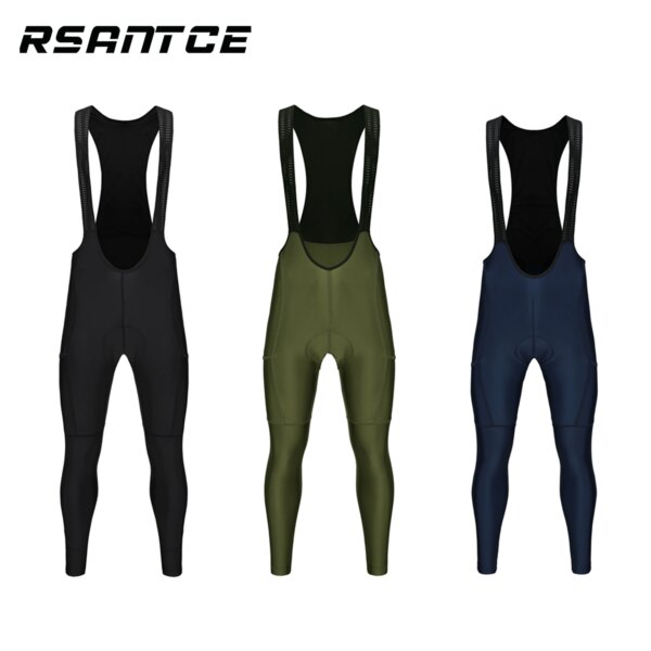 Rsantce-pantalones con tirantes de ciclismo para hombre, con almohadilla de Gel, pantalones largos con pechera, transpirables, ajustados, para montar en 6 horas