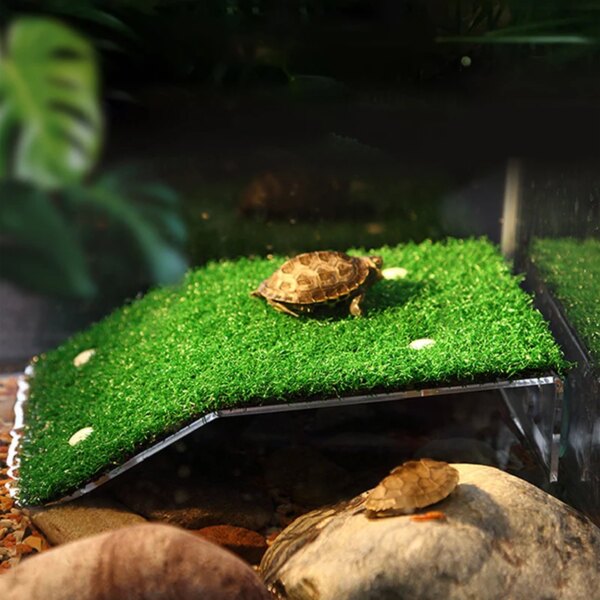 Plataforma flotante para tortugas, tamaño S/M/L, decoración para terrazas, rampa de hierba, reptil en reposo, Isla de musgo, accesorios para acuario, decoración de hábitat