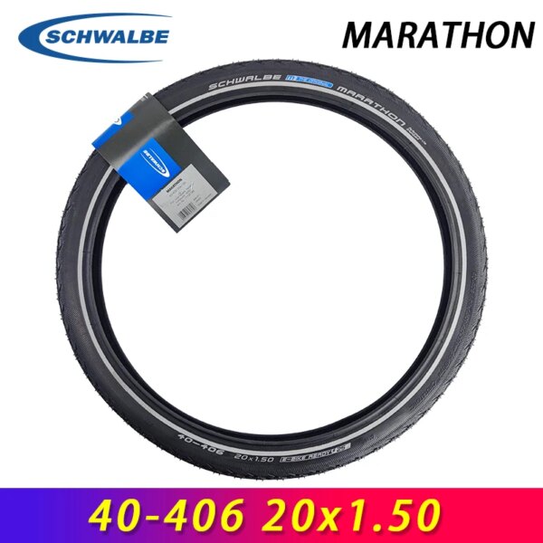 SCHWALBE Original MARATHON 40-406 20x1,50 negro Reflex neumático de bicicleta con cable Nivel 5 RaceGuard para piezas de bicicleta plegable BMX