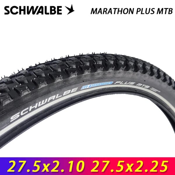 SCHWALBE Original MARATHON PLUS MTB 27,5x2,1 0/2,25 negro-reflex neumático de bicicleta con cable para e-bike todoterreno MTB piezas de ciclismo