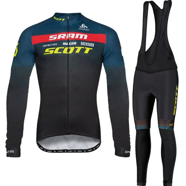 SCOTT Bike Jersey conjunto con pechera de ciclismo larga, ropa de otoño para hombre, ropa de manga para bicicleta, traje de pierna para hombre de otoño 2023, Maillot de manga