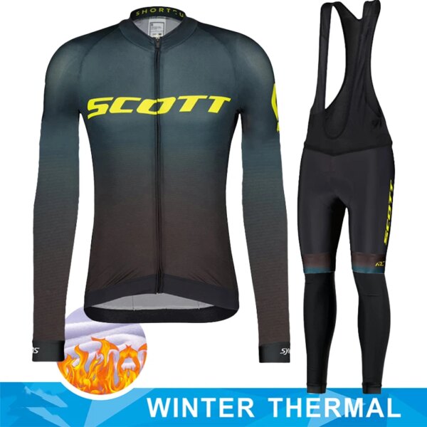 SCOTT-Conjunto deportivo para hombre, ropa de ciclismo de montaña, equipo profesional, camiseta térmica de lana para invierno, traje, 2023