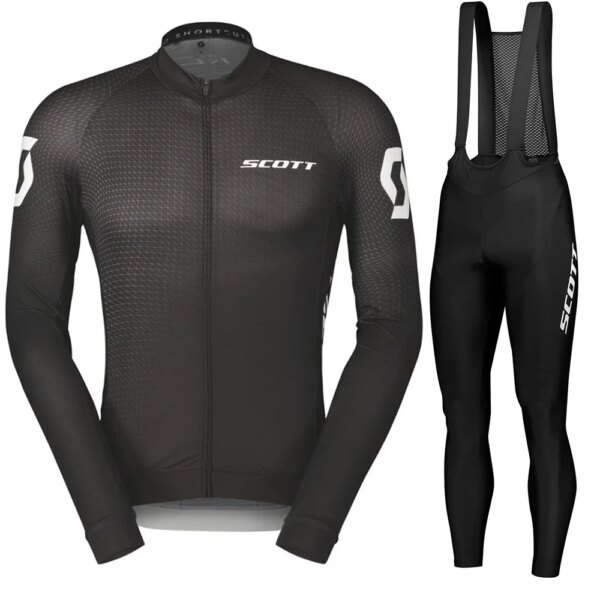 SCOTT-traje de triatlón para hombre, conjunto largo con pechera de ciclismo, ropa para hombre, ropa para bicicleta, Jersey de manga para bicicletas de otoño, pierna para bicicleta 2024