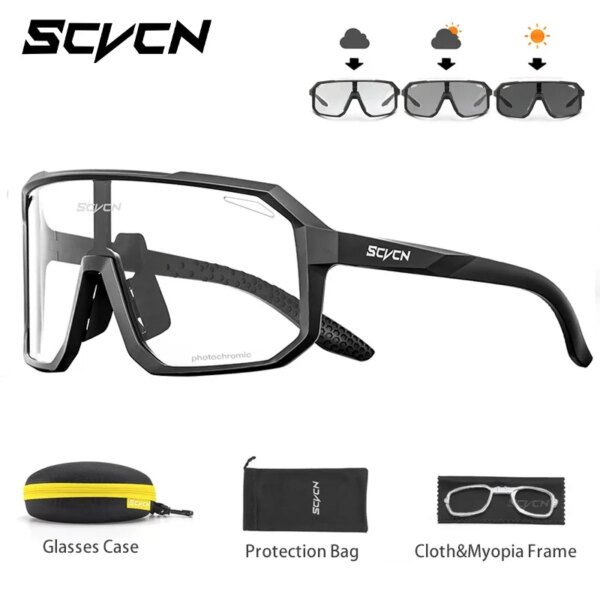 SCVCN fotocromáticos hombres ciclismo gafas de sol UV400 deportes bicicleta mujeres correr senderismo gafas carretera MTB gafas con estuche