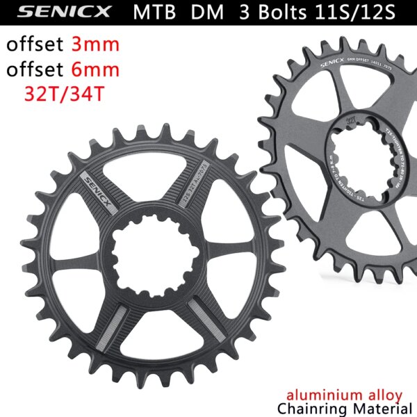 Platos SENICX 10s 11s 12s, CNC 7075AL, desplazamiento 3mm/6MM, platos de bicicleta de montaña, para manivela de montaje directo, compatible con Eagle