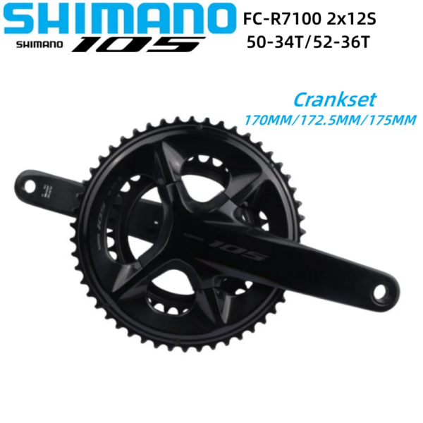 SHIMANO 105 FC-R7100 platos y bielas 2x12 velocidades 165MM/170MM/172,5MM/175MM 50-34T/52-36T para piezas de bicicletas de carretera 2x12S rueda de cadena