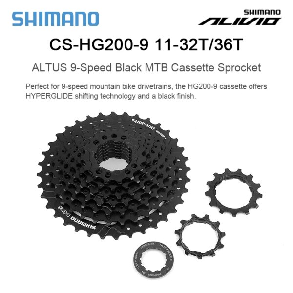 SHIMANO ALTUS CS HG200 9V 9 velocidades negro MTB piñón de Cassette 11-32/36T cassete 9v cubo k7 HG Cassette de bicicleta