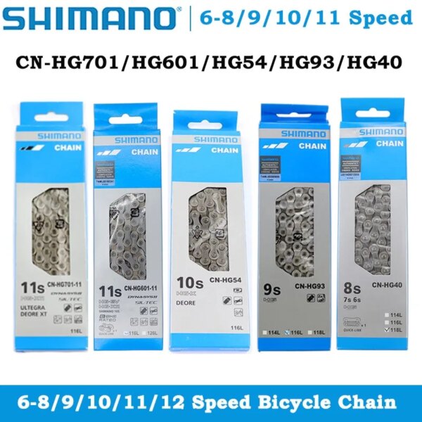 Cadenas de bicicleta SHIMANO 6-8/9/10/11/12 velocidades HG601 HG701 HG901 HG40 HG53 HG93 HG54 HG95 4601 MTB cadena de bicicleta de carretera 116/118 eslabones