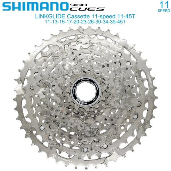 Piñón de Cassette SHIMANO CUES de 11 velocidades para CS-LG400-11 de bicicleta MTB 11-45T/50T rueda libre LINKGLIDE volante piezas originales de bicicleta