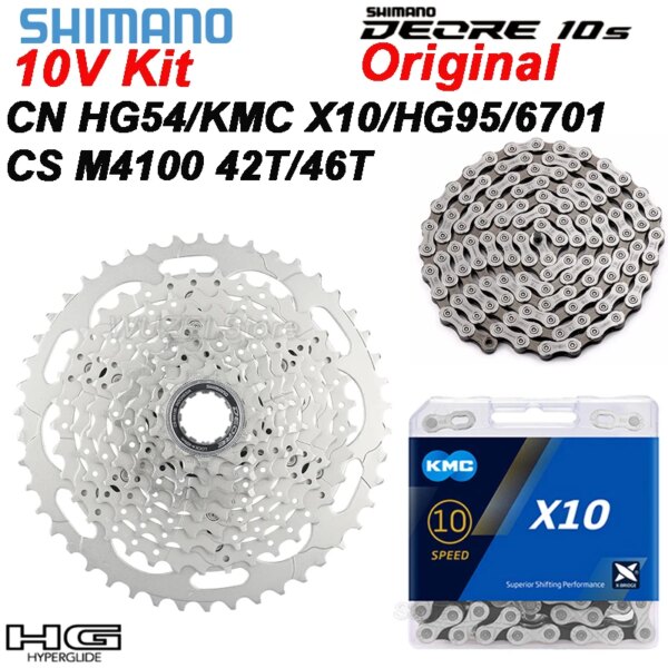 SHIMANO DEORE 10V grupo HG CS-M4100 Cassette MTB 11-42T/46T piñón volante 10V KMC X10/HG54/6701/HG95 cadena MTB 10V Kit