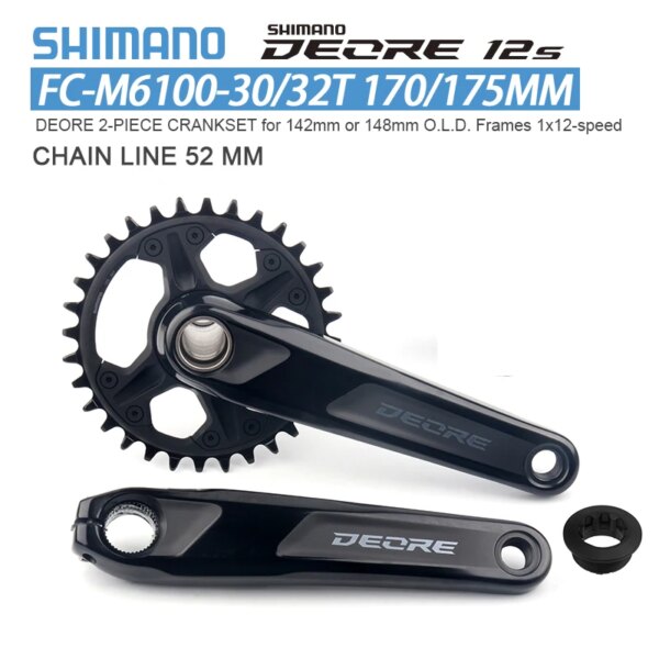 SHIMANO DEORE 1x12S M6100 bielas para bicicleta de montaña, bielas de 2 piezas, 170/175MM, 30T/32T con MT501/MT500 BB 12V, manivela Shimano Saint