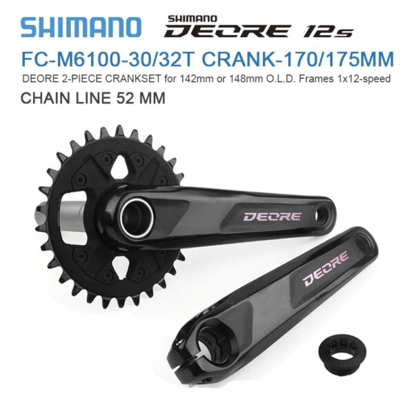 SHIMANO DEORE FC-M6100 M6120 1x12 platos y bielas de velocidad 175mm/170mm 12V piñón de bicicleta para piezas de bicicleta de montaña MTB manivela Original