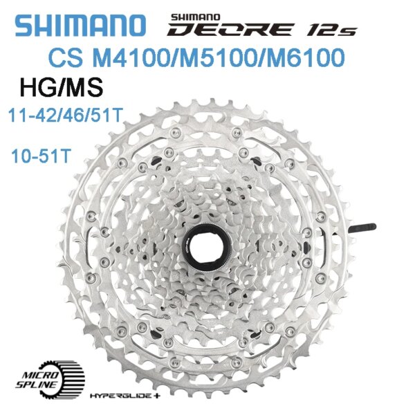 SHIMANO DEORE M4100/M5100/6100 10/11/12v piñón de Cassette CS-M4100/M5100/6100 10-12 velocidades K7 para piezas originales de bicicleta MTB