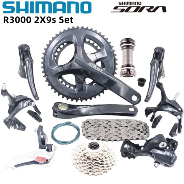 SHIMANO SORA R3000 2x9s grupo R3000 bielas doble palanca de cambios delantero trasero piñón de Cassette HG53 cadena 2x9 juego de velocidades