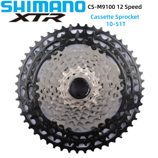 Piñón de Cassette SHIMANO XTR M9100 CS-M9100-12 de 12 velocidades 10-51T HYPERGLIDE + para volante de inercia de cartucho de bicicleta de montaña MTB