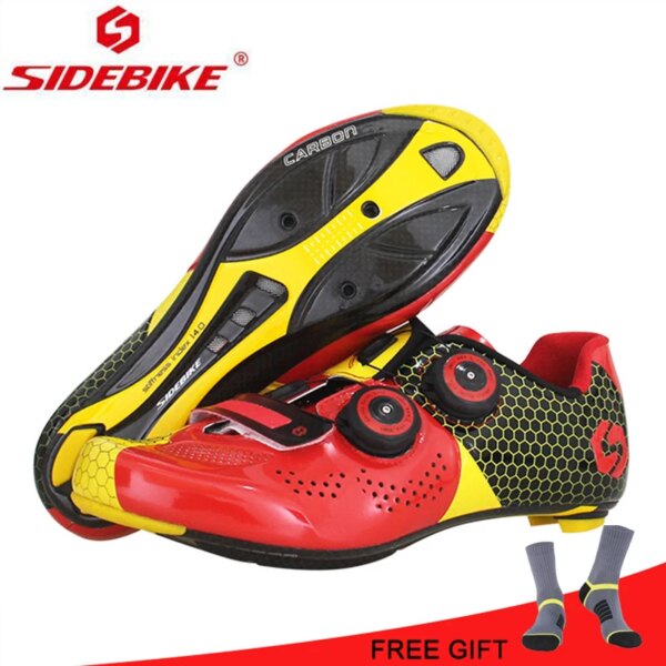 SIDEBIKE-zapatos de Ciclismo de carretera de carbono para hombre y mujer, calzado ultraligero profesional para montar en bicicleta, calzado deportivo con bloqueo