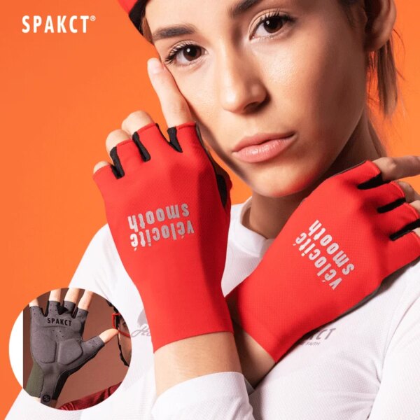 SPAKCT guantes sin dedos para bicicleta a prueba de golpes resistentes al desgaste hombres mujeres gimnasio correr Fitness guantes deportivos MTB bicicleta ciclismo guantes