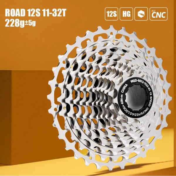 SPEDAO Cassette de 12 velocidades para bicicleta de carretera 11-32T ultraligero hecho en CNC 12 s 11-32 piñón para 12v SLR ligero 228g Casstte de bicicleta