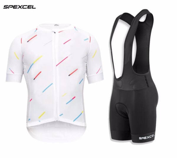 SPEXCEL 2017 camiseta de ciclismo de alta calidad y pantalones cortos con pechera, camisetas de ciclismo ligeras, pantalones cortos con almohadilla de gel 4D, kit de bicicleta de verano