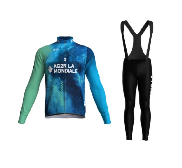 Primavera Verano 2024 AG2R equipo nuevo Ciclismo Jersey Ropa de bicicleta de manga larga con pantalones con pechera Ropa Ciclismo