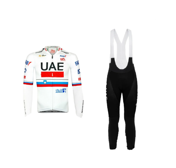 Camiseta de Ciclismo del equipo de los Emiratos Árabes Unidos, Ropa de bicicleta de manga larga con pantalones con pechera, primavera y verano, 2024