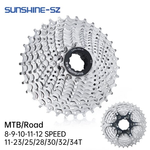 SUNSHINE bicicleta de carretera 8 9 10 11 12 velocidades Velocidade 11-23T/25T/28T/30T/32T/34T Cassette de bicicleta rueda libre MTB piñón para SHIMANO