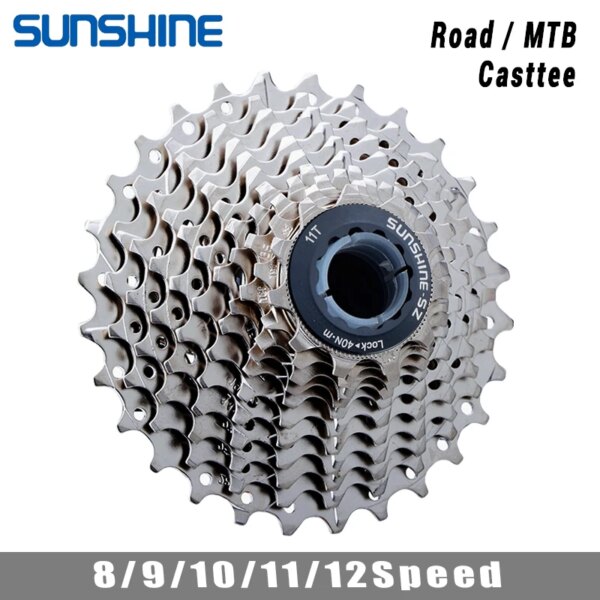 SUNSHINE-Cassette para bicicleta de carretera, rueda libre de 8/9/10/11/12 velocidades, Compatible con SHIMANO/SRAM