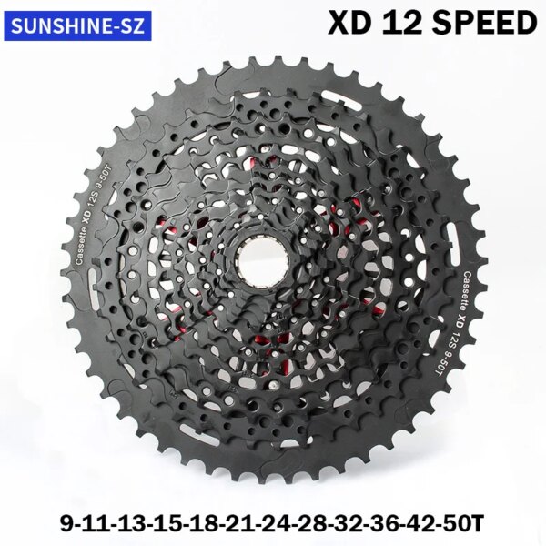 SUNSHINE XD-Cassette negro de 12 velocidades CNC 10-42T/50T/52T, piñón volante de bicicleta de montaña para piezas de bicicleta SRAM GX EAGLE