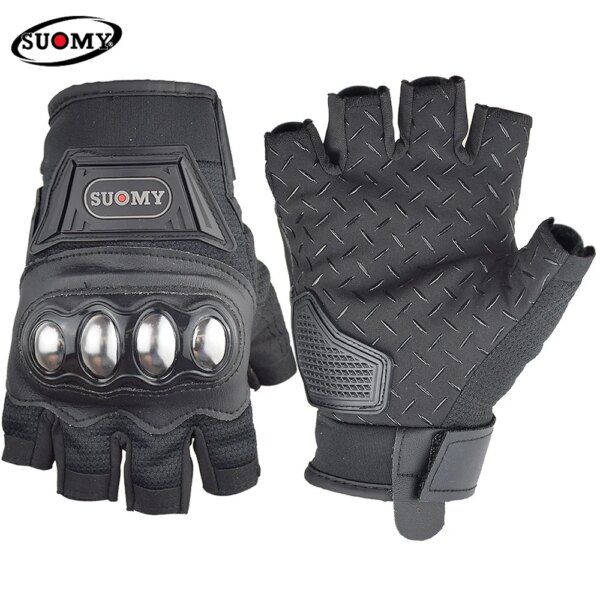 SUOMY Guantes sin dedos Guantes de motocicleta de verano Guantes transpirables de medio dedo Guante de moto de cross Ciclismo Guantes de bicicleta Guantes