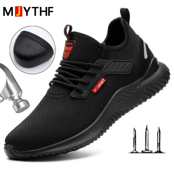 Zapatos de seguridad con puntera de acero para hombre, calzado de trabajo antigolpes, zapatillas ligeras, indestructibles a prueba de pinchazos, envío directo