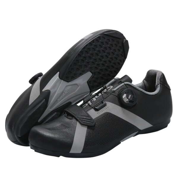 Santic-zapatos de ciclismo para hombre, calzado deportivo informal sin bloqueo, con hebilla de rotación resistente y reflectante, para ciclismo de carretera