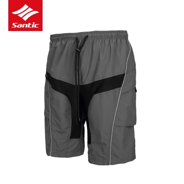 Santic-pantalones cortos holgados para ciclismo para hombre, Shorts acolchados a prueba de golpes para bicicleta de montaña o de carretera, transpirables, para deporte de bicicleta, 1/2