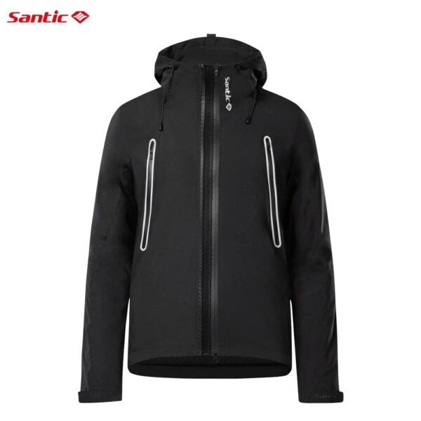 Santic-nuevas chaquetas de ciclismo para hombre, chaquetas cálidas a prueba de viento, reflectantes, térmicas, impermeables, para exteriores, MTB, carretera, color negro, para invierno