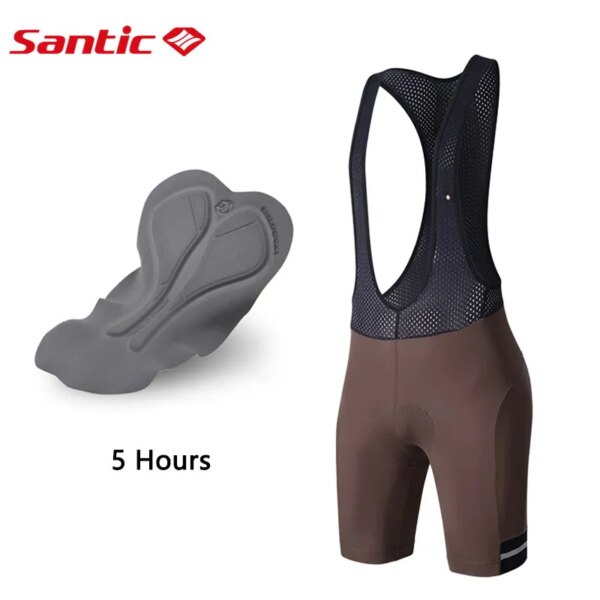 Santic-pantalones cortos con pechera para ciclismo para hombre, con bolsillos, 4D, transpirables, con parte inferior transpirable