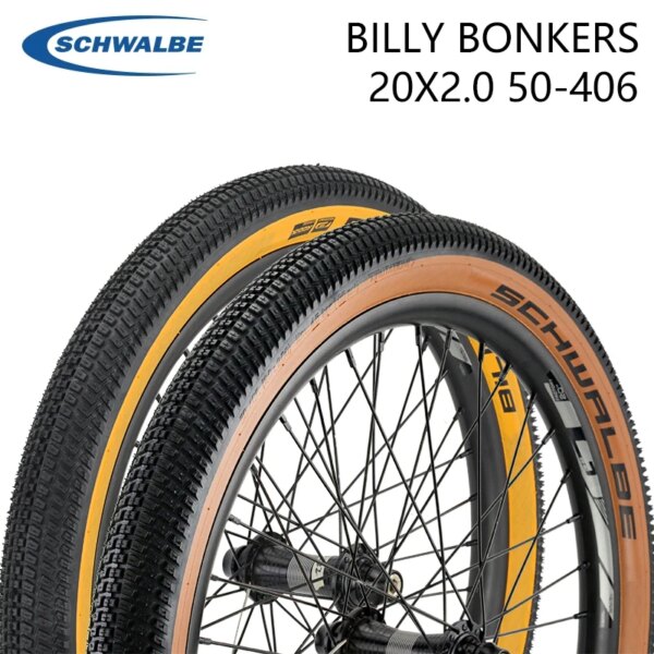 Schwalbe BILLY BONKERS 20x2.0 50-406 Neumático para Dirt Jump PumpTrack Bike Borde marrón Neumático plegable para bicicleta Neumáticos plegables ligeros