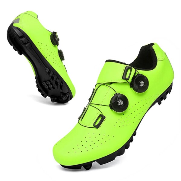 Zapatillas de ciclismo con bloqueo automático para hombre y mujer, zapatos para bicicleta de montaña con Pedal, zapatos de ciclismo de carretera con cordones, zapatillas de carreras