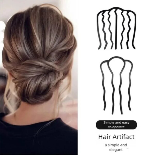 Horquilla con peine de siete dientes y horquilla al revés, accesorios para el cabello para mujer, moño en forma de azafata, nuevo