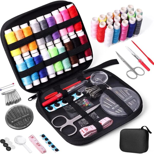 Kits de costura DIY, juego de caja de costura multifunción para acolchar a mano, costura, hilo de bordar, accesorios de costura, Kits de herramientas de costura