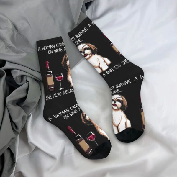 Shih Tzu Calcetines para perros Vino Moda Medias Invierno Antideslizantes Niñas Calcetines Transpirables Gráficos Ciclismo Calcetines